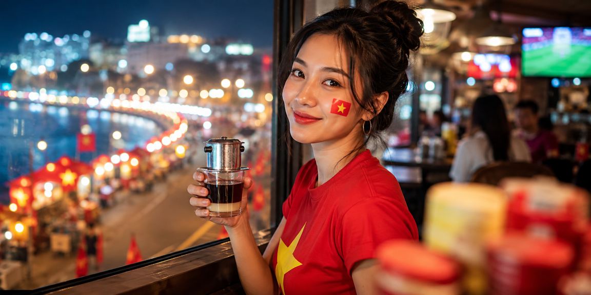 Người dùng sử dụng điện thoại xem kèo bóng đá bên ly cà phê tại Đà Lạt