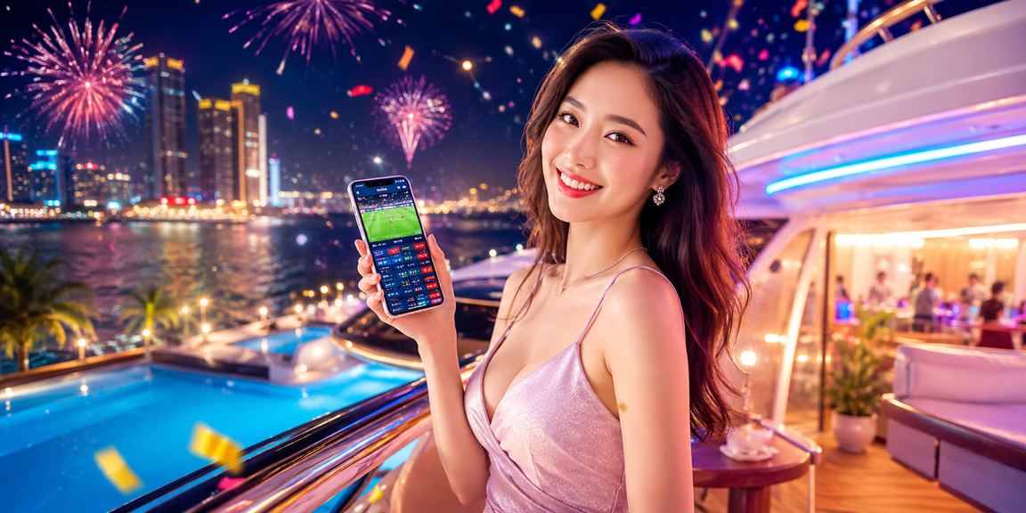Người dùng truy cập casino trên điện thoại tại Nha Trang về đêm với ánh đèn neon